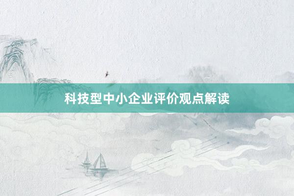科技型中小企业评价观点解读