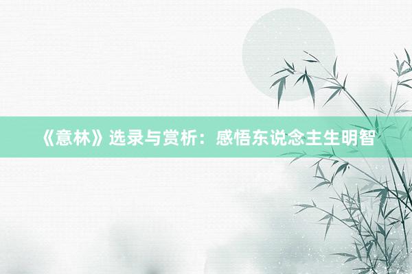 《意林》选录与赏析：感悟东说念主生明智